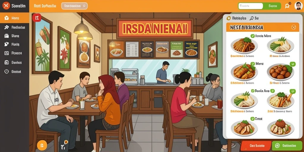 Menampilkan karakter utama dalam aksi.